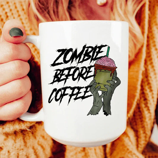Taza de cerámica Zombie antes del café 444 ml