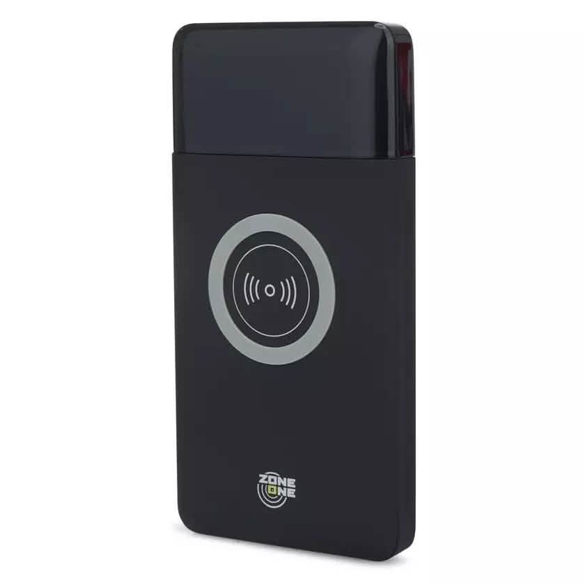 Batería portátil de 15 000 mAh Zone One con LED, doble USB y carga inalámbrica